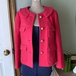 JCREW Wool Pink Jacket with Gold Buttons